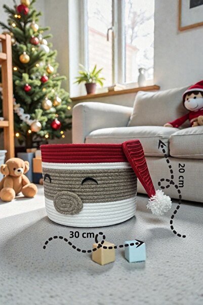MaVaux سلة حبل على شكل قبعة رأس السنة للأطفال مقاس 30×20 سم - لتخزين الألعاب وتنظيم غرفة الأطفال