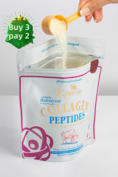 Kiperin Dietary Supplement Containing 100% Pure and Natural High Bioactive Double Hydrolyzed Collagen Peptides (300Gr)