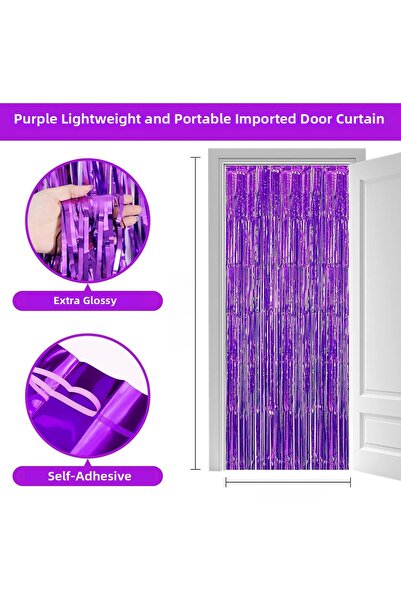 HSDemirci Κουρτίνα με φόντο με κρόσσια, εξαιρετικά μεταλλικό, γυαλιστερό, μωβ...