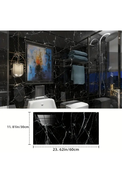 TTT Black Marble Patterned Aluminum Plastic Wall Sticker