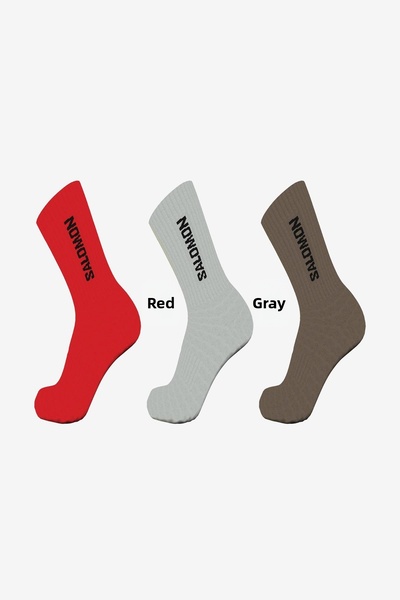 Salomon Everyday Crew 3 пакета от 3 части унисекс чорапи червено-сиво-кафе