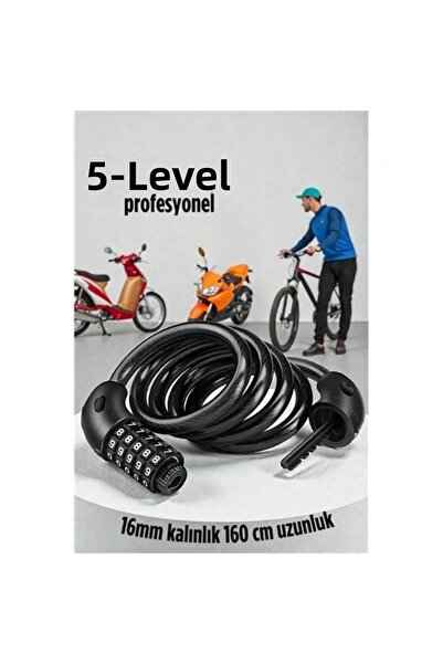 shopwave قفل دراجة مشفر بسمك 16 مم وطول 200 سم لقفل الدراجات النارية والسكوتر...