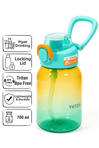 ORVO Tritan Water Bottle – 700 ml Water Bottle with Straw, Locking Lid, and C...