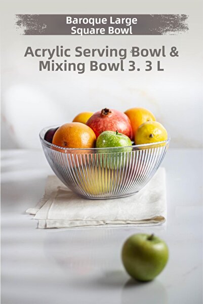 Depa وعاء كبير مربع الشكل من الأكريليك الشفاف على الطراز الباروكي للفواكه وال...