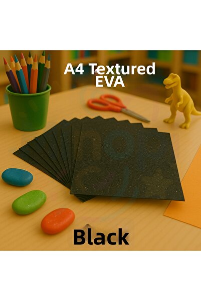 Minopi Glitter Eva Sponge A4 Black Color Set of 10 Handicraft School and Hobb...