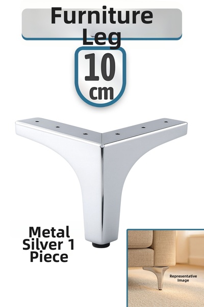 Badem10 Metalon 10cm Chrome Silver Metal Furniture Leg Durable Modern Triangle Sofa Coffee Table Desk Tv Unit
