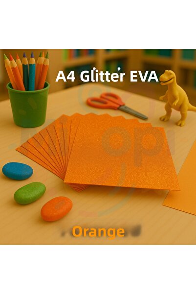 Minopi Glitter Eva Sponge A4 Orange Color Set of 10 Handicraft School and Hob...
