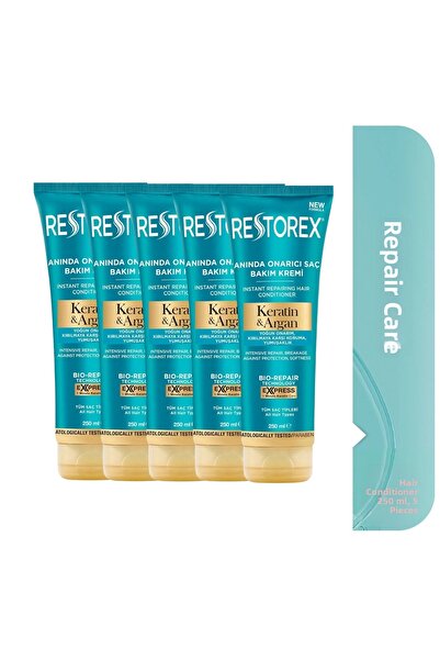 Restorex Keratin & Argan Repairing Hair Care Cream 5X250 ml - Damaged and Treated Hair