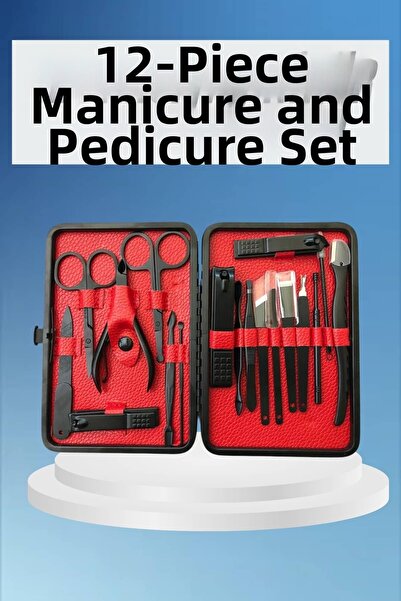 toyigoo طقم مانيكير وباديكير من الفولاذ المقاوم للصدأ باللون الأسود مع حقيبة ...