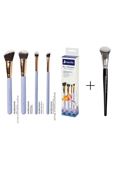 nascita مجموعة فرش المكياج اليومية من سلسلة Be A Mermaid Mermaid - 88+Pro Plus فرشاة أساس مائلة - 287