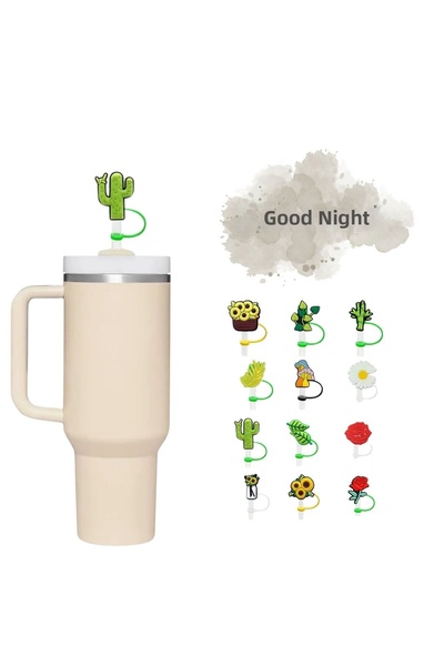GECEDENİZ Thermos Compatible Straw Stopper Cactus Green