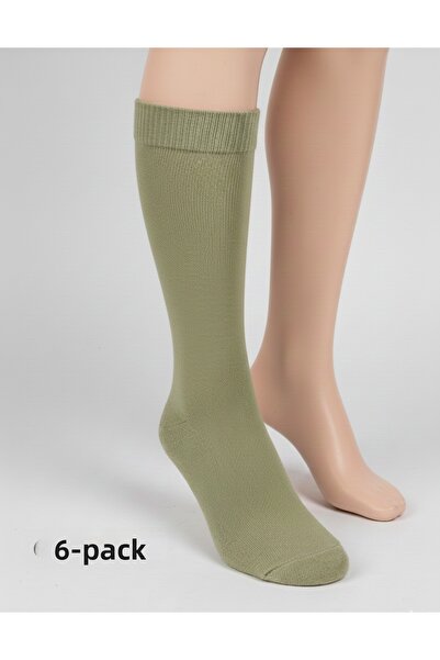 balkonda Men's Military Socks Khaki Green 6-Piece Economical Pack Cotton Cotton