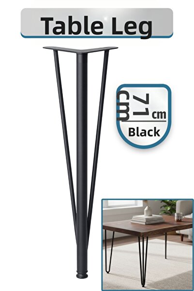 Badem10 Триъгълна 71 см черна метална опора за маса Издръжлива опора за мебел...