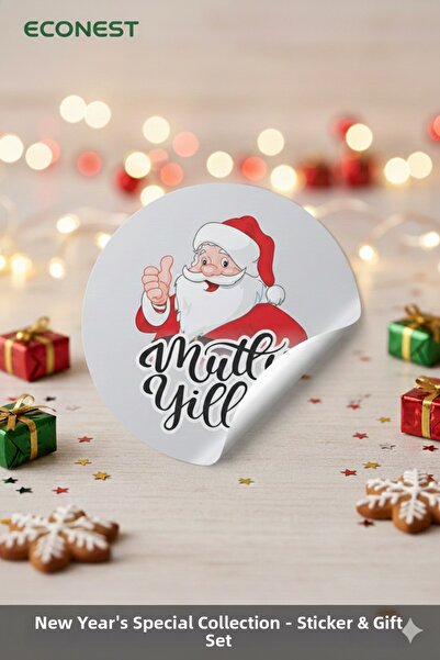 EcoNest ملصق مستدير لعيد الميلاد المجيد وعيد الميلاد 108 قطعة (3.7 سم) - مطلي...