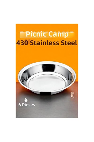ModaCar Stainless Steel Plate Set Camping Picnic Plate 6 Pcs 721502