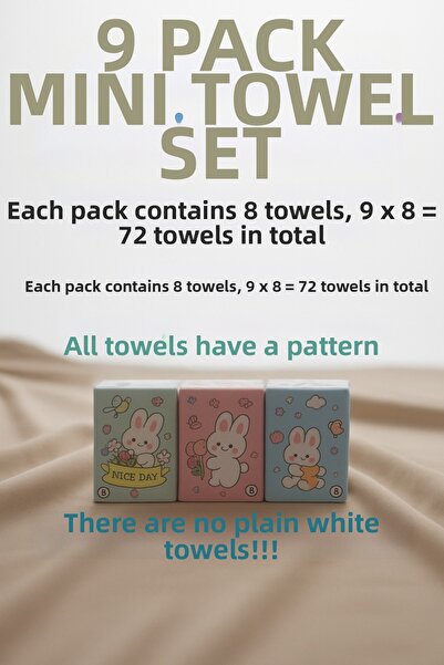 Lİ-ES مناديل جيب صغيرة لطيفة، 9 عبوات (72 قطعة) بتصميم خاص للأطفال والكبار