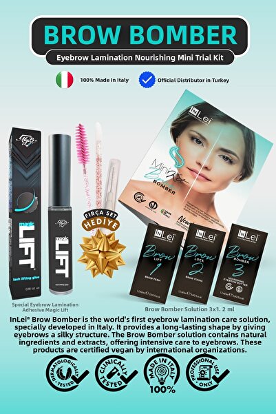 İnLei تصفيح الحواجب الإيطالي - مجموعة تجريبية مغذية ومثبتة، Brow Bomber