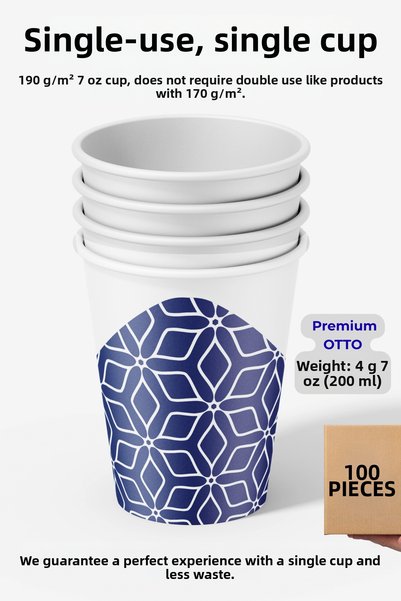 cupistanbul 7 oz Paper Cups (200 ml) - 100 Pieces - Leak-Proof Paper Cups Istanbul