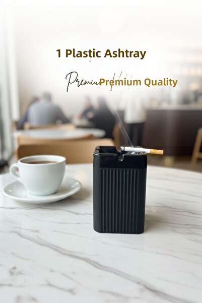 grimorlife 1 Piece Square Black Striped Decorative Plastic Odorless Fireproof Ashtray Ash Tray