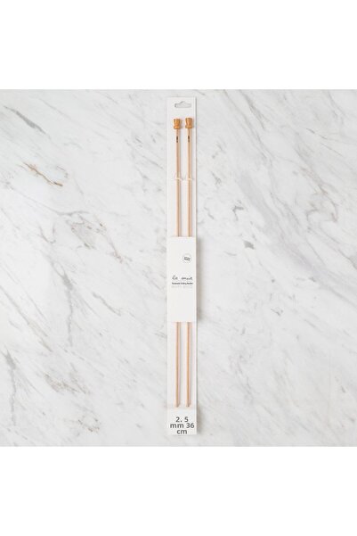 Twin Store لا ميا وايت وود 2.5 مم 36 سم أسياخ حياكة خشبية