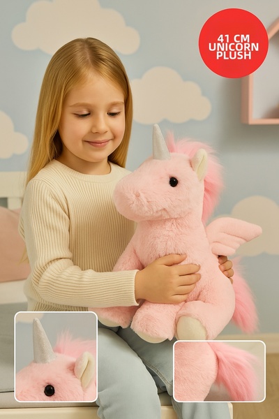TOYFEST 41 cm Pink Angel Horse Plush – Soft Toy, Nursery Decor, Gift Unicorn Plush