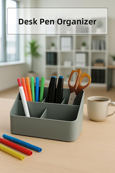 EWs Desktop Pen & Organizer Pen Holder Gray