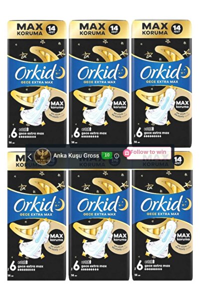 Orkid Hygienic Pad Ultra Night Extra Max 14-Pack 6 Packets = 84 Pieces