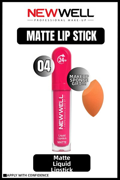 New Well Newwell Liquid Lip Stick 04 + Makeup Sponge Gift