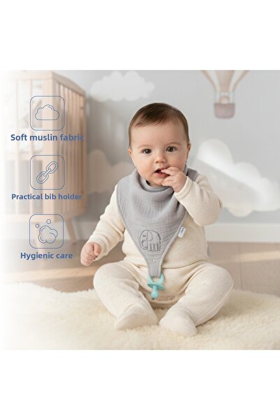 Babyjem مريلة موسلين مع حزام لهاية 837 رمادي