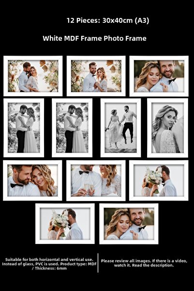 YEDİART 12 Pieces 30X40 Frame - Mdf Frame - Photo Frame - A3 Poster Frame