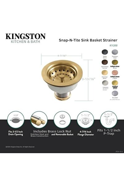 Nacario Nrcrioshop K112Ab Tacoma Kitchen Sink Basket Strainer, Antique Brass ...