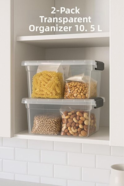 Depa 2-Piece Transparent Storage Box & Organizing Box 10.5 Lt