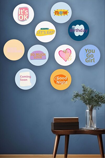 UNT Decor de perete din MDF cu imprimare UV de 20 cm cu tematică text colorat...