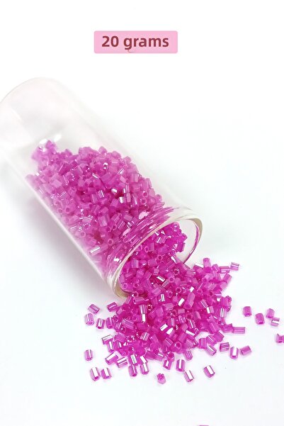 Mestore Нарязани стъклени мъниста 2 мм - 20 грама - прозрачно фуксия -BNC315