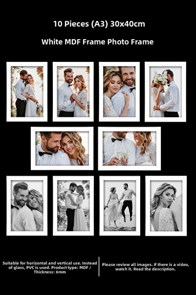 YEDİART 10 Pieces 30X40 Frame - Mdf Frame - Photo Frame - A3 Poster Frame