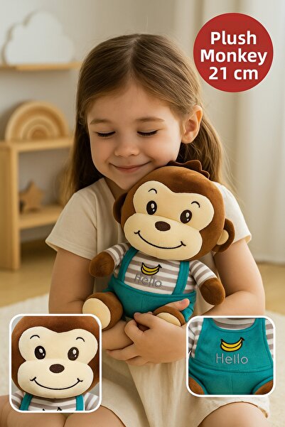 TOYFEST Hello Monkey Plush Toy 21 cm – Soft Plush – Cute Brown Baby Toy Monkey