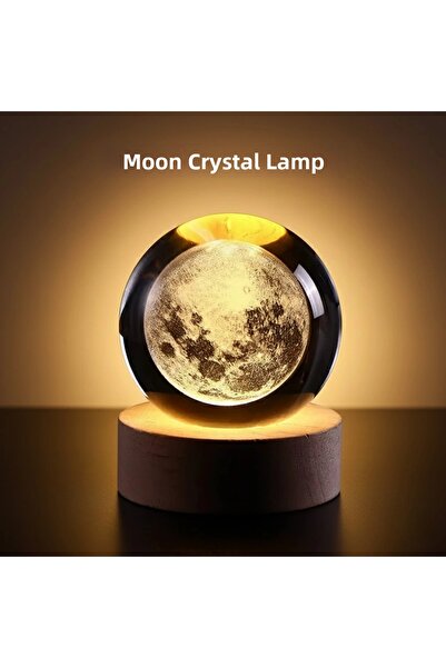 Twin Store Mey Import ®   Moon Figured 3D Crystal Ball Led Night Light Decora...