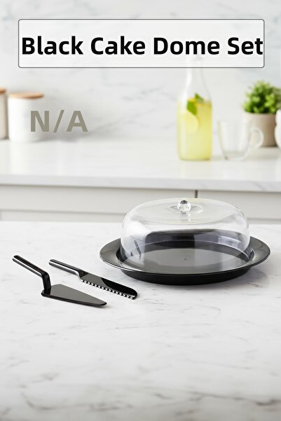 Depa طقم صينية تقديم الكيك من الأكريليك باللون الأسود غير اللامع - 33 × 39 × ...