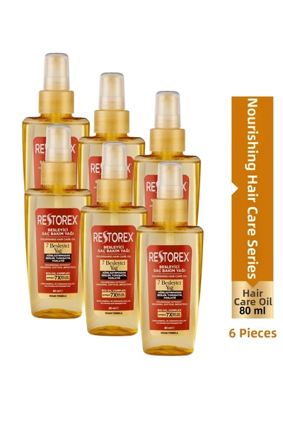 Restorex Nourishing Care Oil 6X80 ml - 7 Nourishing Oils Eye-Catching Shine Silky Softness
