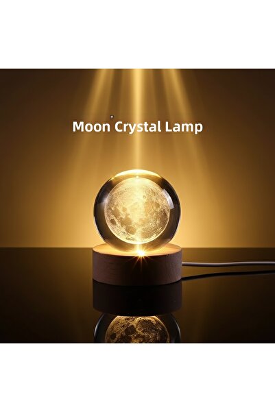 CT STONES Lampă decorativă cu glob lunar gravat cu laser 3D, cu suport din le...