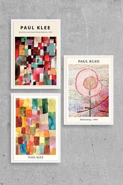 CT STONES Paul Klee Triple Wooden Framed Painting