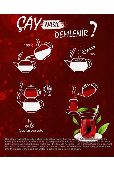 Güzel Çay Full Flavor Jumbo Teapot Brewing Bag Black Tea 40 Gr X 25 Pieces = 1000 Gr X 4 Pack
