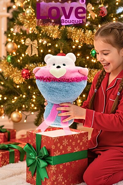 Penthouse باقة الحب 40 سم باقة زهور قطيفة مع دمية دب قطيفة هدية لطيفة من القطيفة