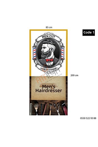 Atalya Reklam ve Tasarım Men's Hairdresser Barber Shop Glass Sticker Foil Coa...