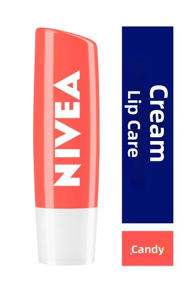 NIVEA Peach Lip Care Cream 4.8Gr, 24 Hour Moisture, Peach Scent, Light Pink G...