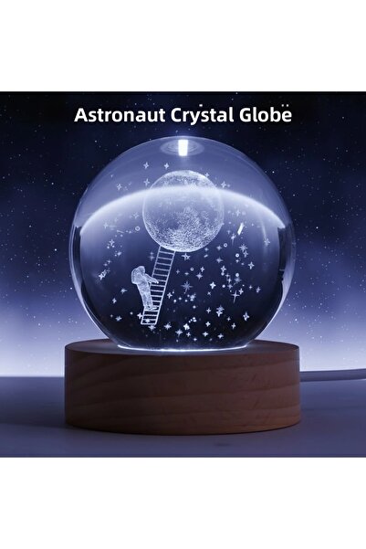 Twin Store Mey Import ®   Engraved 3D Astronaut Crystal Ball Led Lighted Spac...