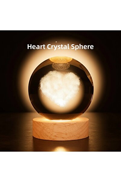 Twin Store Mey Import ®   Romantic Heart Crystal Glass Globe USB Lighted Deco...