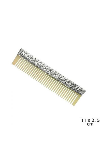 BlackCraft Silver-Embellished Modern Design Bone Comb