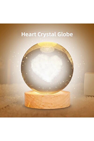 Twin Store Mey Import ®   Heart-Shaped Led Lighted Glass Globe Large Size Cry...