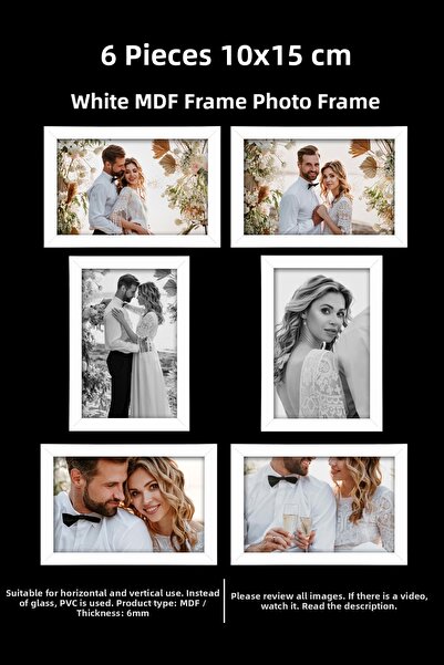 YEDİART 6 قطع إطار 10x15 - إطار MDF - إطار مستطيل - إطار A6 مع PVC